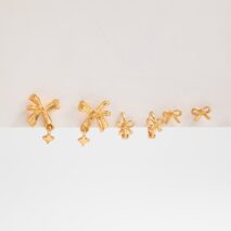 Elegant 3 Pairs Bowknot Huggie Hoop Earrings Set - ArtGalleryZen
