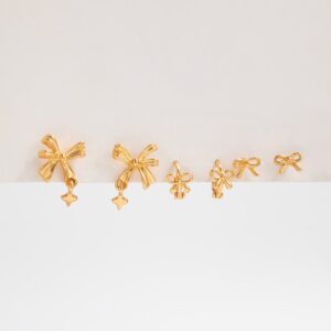 Elegant 3 Pairs Bowknot Huggie Hoop Earrings Set - ArtGalleryZen