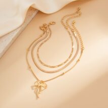 Elegant 3pcs Bowknot Charm Herringbone Chain Anklet Set - ArtGalleryZen