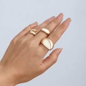 Elegant 3Pcs Gold Silver Plated Glossy Ring Set - ArtGalleryZen