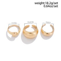 Elegant 3Pcs Gold Silver Plated Glossy Ring Set - ArtGalleryZen