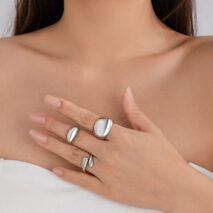Elegant 3Pcs Gold Silver Plated Glossy Ring Set - ArtGalleryZen