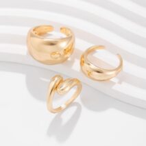 Elegant 3Pcs Gold Silver Plated Glossy Ring Set - ArtGalleryZen