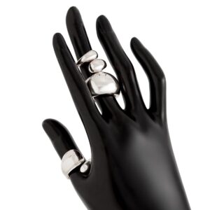 Elegant 3pcs Gold Silver Tone Glossy Waterdrop Ring Set - ArtGalleryZen