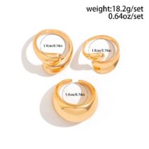 Elegant 3pcs Gold Silver Tone Glossy Waterdrop Ring Set - ArtGalleryZen