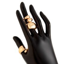 Elegant 3pcs Gold Silver Tone Glossy Waterdrop Ring Set - ArtGalleryZen
