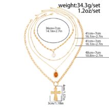 Elegant 4pcs Cross Flower Pearl Pendant Crystal Chain Necklace Set - ArtGalleryZen