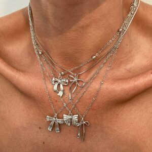 Elegant 5pcs Bowknot Charm Saturn Chain Necklace Set - ArtGalleryZen