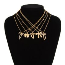 Elegant 5pcs Bowknot Charm Saturn Chain Necklace Set - ArtGalleryZen