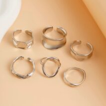 Elegant 6Pcs Geometric Patterns Ring Set - ArtGalleryZen