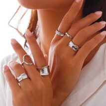 Elegant 6Pcs Geometric Patterns Ring Set - ArtGalleryZen
