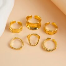 Elegant 6Pcs Geometric Patterns Ring Set - ArtGalleryZen