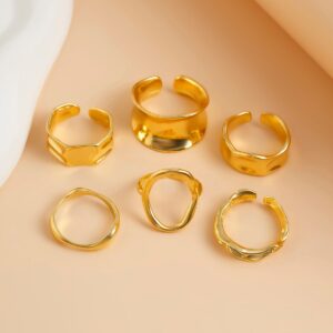 Elegant 6Pcs Geometric Patterns Ring Set - ArtGalleryZen