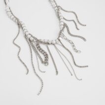 Elegant Box Curb Chain Tassel Pearl Choker Necklace - ArtGalleryZen