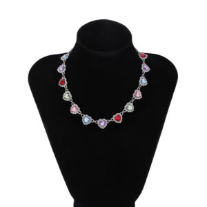 Elegant Colorful CZ Inlaid Heart Chain Necklace - ArtGalleryZen
