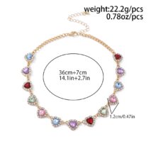 Elegant Colorful CZ Inlaid Heart Chain Necklace - ArtGalleryZen