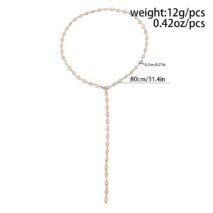 Elegant Crystal Long Chain Y Necklace - ArtGalleryZen