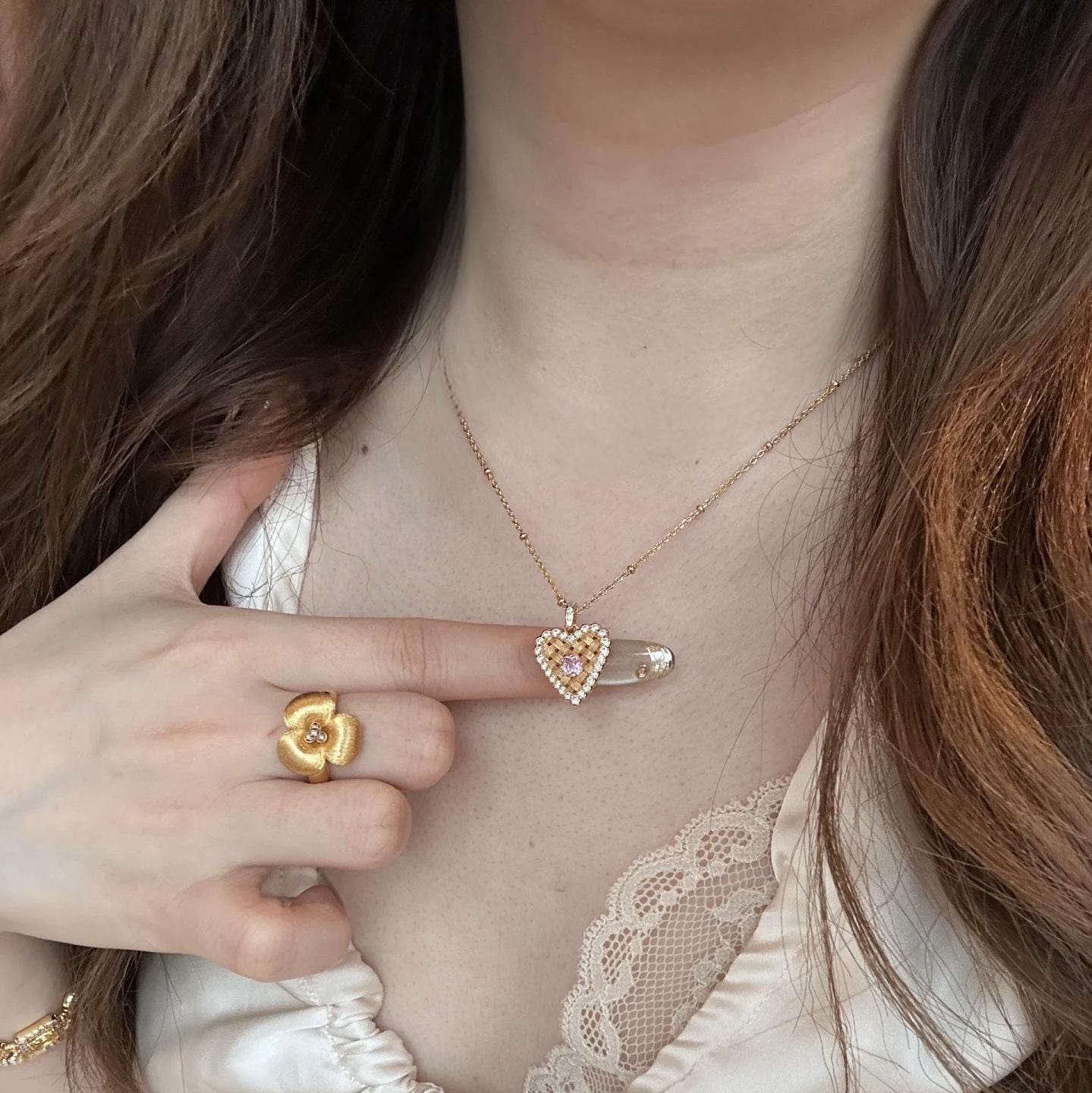 Elegant CZ Inlaid Braided Heart Necklace - ArtGalleryZen
