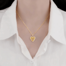 Elegant CZ Inlaid Braided Heart Necklace - ArtGalleryZen