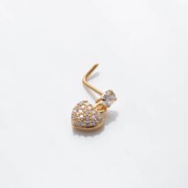 Elegant CZ Inlaid Stainless Steel Heart Snowflake Floral Nose Piercing Nose Stud - ArtGalleryZen