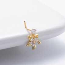 Elegant CZ Inlaid Stainless Steel Heart Snowflake Floral Nose Piercing Nose Stud - ArtGalleryZen