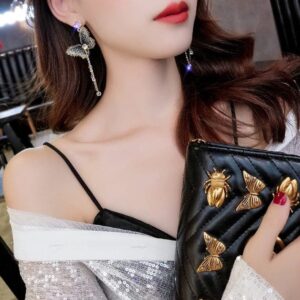 Elegant Embroidery Butterfly Tassel Earrings - ArtGalleryZen