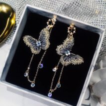 Elegant Embroidery Butterfly Tassel Earrings - ArtGalleryZen