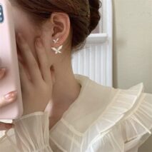 Elegant Enamel Duo Butterfly Earrings - ArtGalleryZen