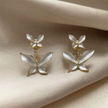 Elegant Enamel Duo Butterfly Earrings - ArtGalleryZen