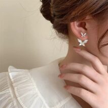 Elegant Enamel Duo Butterfly Earrings - ArtGalleryZen