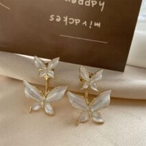 Elegant Enamel Duo Butterfly Earrings - ArtGalleryZen
