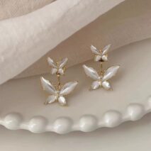 Elegant Enamel Duo Butterfly Earrings - ArtGalleryZen
