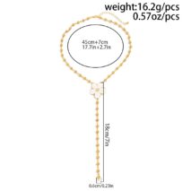 Elegant Enamel Flower Charm Ball Chain Y Necklace - ArtGalleryZen