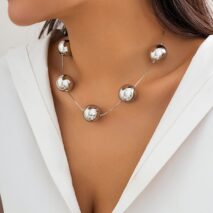 Elegant Five Ball String Chain Necklace - ArtGalleryZen