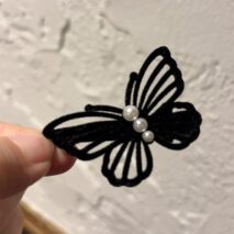 Elegant Flocking Pearl Butterfly Hair Clip - ArtGalleryZen