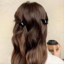 Elegant Flocking Pearl Butterfly Hair Clip - ArtGalleryZen