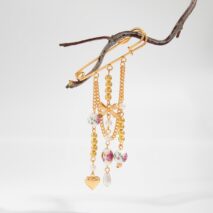Elegant Floral Ceramic Beads Bow Heart Tassel Pin Brooch - ArtGalleryZen