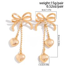 Elegant Floral Heart Dangle Bowknot Earrings - ArtGalleryZen
