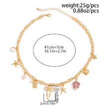 Elegant Flower Bow Heart Star Pendant Cable Chain Necklace - ArtGalleryZen