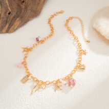 Elegant Flower Bow Heart Star Pendant Cable Chain Necklace - ArtGalleryZen