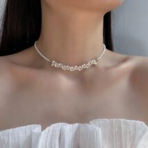 Elegant Flower Pearl Beaded Chain Necklace - ArtGalleryZen