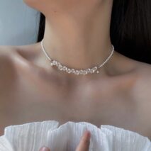 Elegant Flower Pearl Beaded Chain Necklace - ArtGalleryZen