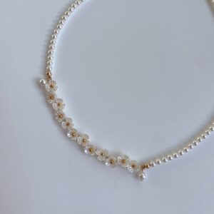 Elegant Flower Pearl Beaded Chain Necklace - ArtGalleryZen