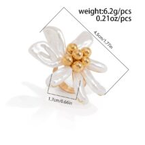 Elegant Flower Pendant Pearl Chain Necklace Ring - ArtGalleryZen