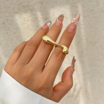 Elegant Geometric Metallic Waterdrop Open Ring - ArtGalleryZen