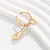 Elegant Geometric Metallic Waterdrop Open Ring - ArtGalleryZen