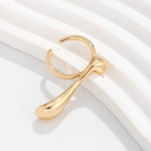 Elegant Geometric Metallic Waterdrop Open Ring - ArtGalleryZen
