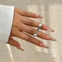 Elegant Geometric Metallic Waterdrop Open Ring - ArtGalleryZen