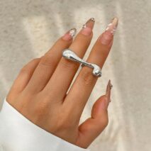 Elegant Geometric Metallic Waterdrop Open Ring - ArtGalleryZen