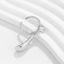 Elegant Geometric Metallic Waterdrop Open Ring - ArtGalleryZen